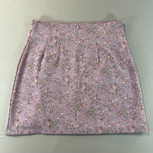 Princess Polly Purple‎ Floral Mini Skirt Size 2 Y2K Slit Cottagecore - Picture 4 of 6